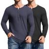 COOFANDY Men’s 2Pack Slim Fit Henley Shirts Long Sleeve Lightweight Fashion Casual Cotton Basic T Shirts(Black/Navy Blue)