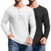 COOFANDY Men’s 2Pack Slim Fit Henley Shirts Long Sleeve Lightweight Fashion Casual Cotton Basic T Shirts(Black/White)