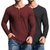 COOFANDY Men’s 2Pack Slim Fit Henley Shirts Long Sleeve Lightweight Fashion Casual Cotton Basic T Shirts(Black/Wine Red)
