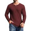 COOFANDY Men’s 2Pack Slim Fit Henley Shirts Long Sleeve Lightweight Fashion Casual Cotton Basic T Shirts(Wine Red)