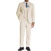 COOFANDY Men’s 3 Piece Linen Suits Casual Lightweight Blazer Jackets Vest Pants Set for Wedding Business Prom(Beige)
