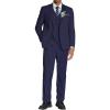COOFANDY Men’s 3 Piece Linen Suits Casual Lightweight Blazer Jackets Vest Pants Set for Wedding Business Prom(Dark Blue)