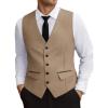 COOFANDY Men’s Business Suit Vest Slim Fit Dress Vest Wedding Waistcoat(Khaki)