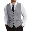 COOFANDY Men’s Business Suit Vest Slim Fit Dress Vest Wedding Waistcoat(Light Grey)