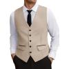 COOFANDY Men’s Business Suit Vest Slim Fit Dress Vest Wedding Waistcoat(Light Khaki)