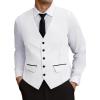 COOFANDY Men’s Business Suit Vest Slim Fit Dress Vest Wedding Waistcoat(White)