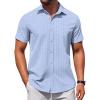 COOFANDY Men’s Button Down Shirt Short Sleeve Casual Shirt for Men Summer Business Casual Dress Shirt(Black Dot-blue)