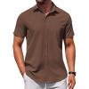 COOFANDY Men’s Button Down Shirt Short Sleeve Casual Shirt for Men Summer Business Casual Dress Shirt(Brown)