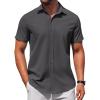 COOFANDY Men’s Button Down Shirt Short Sleeve Casual Shirt for Men Summer Business Casual Dress Shirt(Dark Grey)