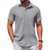 COOFANDY Men’s Button Down Shirt Short Sleeve Casual Shirt for Men Summer Business Casual Dress Shirt(Grey)