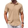 COOFANDY Men’s Button Down Shirt Short Sleeve Casual Shirt for Men Summer Business Casual Dress Shirt(Khaki)