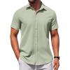 COOFANDY Men’s Button Down Shirt Short Sleeve Casual Shirt for Men Summer Business Casual Dress Shirt(Light Green)