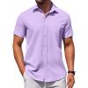 COOFANDY Men’s Button Down Shirt Short Sleeve Casual Shirt for Men Summer Business Casual Dress Shirt(Lilac)