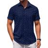 COOFANDY Men’s Button Down Shirt Short Sleeve Casual Shirt for Men Summer Business Casual Dress Shirt(Navy Anchor-white)