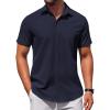 COOFANDY Men’s Button Down Shirt Short Sleeve Casual Shirt for Men Summer Business Casual Dress Shirt(Navy Blue)