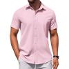 COOFANDY Men’s Button Down Shirt Short Sleeve Casual Shirt for Men Summer Business Casual Dress Shirt(Pink)