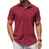 COOFANDY Men’s Button Down Shirt Short Sleeve Casual Shirt for Men Summer Business Casual Dress Shirt(Wine Red)