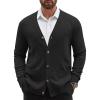 COOFANDY Men’s Cardigan Sweater Long Sleeve Casual V Neck Button Down Knitted Sweater with Pockets(Black)
