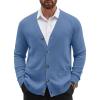 COOFANDY Men’s Cardigan Sweater Long Sleeve Casual V Neck Button Down Knitted Sweater with Pockets(Blue)