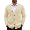 COOFANDY Men’s Cardigan Sweater Long Sleeve Casual V Neck Button Down Knitted Sweater with Pockets(Cream)