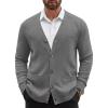 COOFANDY Men’s Cardigan Sweater Long Sleeve Casual V Neck Button Down Knitted Sweater with Pockets(Grey)