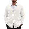 COOFANDY Men’s Cardigan Sweater Long Sleeve Casual V Neck Button Down Knitted Sweater with Pockets(Ivory)