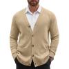 COOFANDY Men’s Cardigan Sweater Long Sleeve Casual V Neck Button Down Knitted Sweater with Pockets(Khaki)