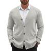 COOFANDY Men’s Cardigan Sweater Long Sleeve Casual V Neck Button Down Knitted Sweater with Pockets(Light Grey)