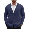 COOFANDY Men’s Cardigan Sweater Long Sleeve Casual V Neck Button Down Knitted Sweater with Pockets(Navy Blue)