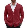 COOFANDY Men’s Cardigan Sweater Long Sleeve Casual V Neck Button Down Knitted Sweater with Pockets(Wine Red)