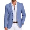 COOFANDY Mens Casual Blazer Knit Sport Coat Lightweight Two Button Suit Jacket(Blue)