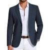 COOFANDY Mens Casual Blazer Knit Sport Coat Lightweight Two Button Suit Jacket(Navy Blue)