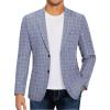 COOFANDY Mens Casual Blazer Slim Fit Sport Coat Lightweight Two Button Suit Jackets(Plaid Blazer- Blue)