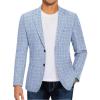 COOFANDY Mens Casual Blazer Slim Fit Sport Coat Lightweight Two Button Suit Jackets(Plaid Blazer- Sky Blue)