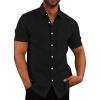 COOFANDY Men’s Casual Button Down Shirts Short Sleeve Linen Shirts Summer Beach Dress Shirt(Short Sleeve – Dark Black)