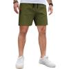 COOFANDY Men’s Casual Cotton Shorts 5 Inch Summer Beach Shorts Lightweight Drawstring Elastic Waist Chino Golf Shorts(Army Green)