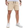 COOFANDY Men’s Casual Cotton Shorts 5 Inch Summer Beach Shorts Lightweight Drawstring Elastic Waist Chino Golf Shorts(Beige)
