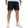 COOFANDY Men’s Casual Cotton Shorts 5 Inch Summer Beach Shorts Lightweight Drawstring Elastic Waist Chino Golf Shorts(Black)