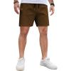 COOFANDY Men’s Casual Cotton Shorts 5 Inch Summer Beach Shorts Lightweight Drawstring Elastic Waist Chino Golf Shorts(Brown)