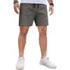 COOFANDY Men’s Casual Cotton Shorts 5 Inch Summer Beach Shorts Lightweight Drawstring Elastic Waist Chino Golf Shorts(Deep Grey)