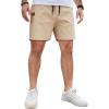 COOFANDY Men’s Casual Cotton Shorts 5 Inch Summer Beach Shorts Lightweight Drawstring Elastic Waist Chino Golf Shorts(Khaki)