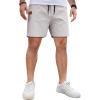 COOFANDY Men’s Casual Cotton Shorts 5 Inch Summer Beach Shorts Lightweight Drawstring Elastic Waist Chino Golf Shorts(Light Grey)
