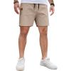 COOFANDY Men’s Casual Cotton Shorts 5 Inch Summer Beach Shorts Lightweight Drawstring Elastic Waist Chino Golf Shorts(Light Khaki)