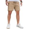 COOFANDY Men’s Casual Cotton Shorts 5 Inch Summer Beach Shorts Lightweight Drawstring Elastic Waist Chino Golf Shorts(Light Tan)