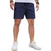 COOFANDY Men’s Casual Cotton Shorts 5 Inch Summer Beach Shorts Lightweight Drawstring Elastic Waist Chino Golf Shorts(Navy Blue)