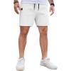 COOFANDY Men’s Casual Cotton Shorts 5 Inch Summer Beach Shorts Lightweight Drawstring Elastic Waist Chino Golf Shorts(White)