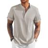 COOFANDY Men’s Casual Henley Shirt Band Collar Short Sleeve Shirt Summer Beach Hippie T-Shirt(Apricot)