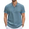 COOFANDY Men’s Casual Henley Tee Shirt Band Collar Short Sleeve Summer Beach Hippie T Shirts(Dark Blue)