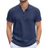 COOFANDY Men’s Casual Henley Tee Shirt Band Collar Short Sleeve Summer Beach Hippie T Shirts(Navy Blue)