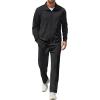 COOFANDY Men’s Casual Sweatsuit 2 Piece Athletic Full Zip Tracksuit Jacquard Jogging Set Fashion Jackets And Pants Outfit(Black)